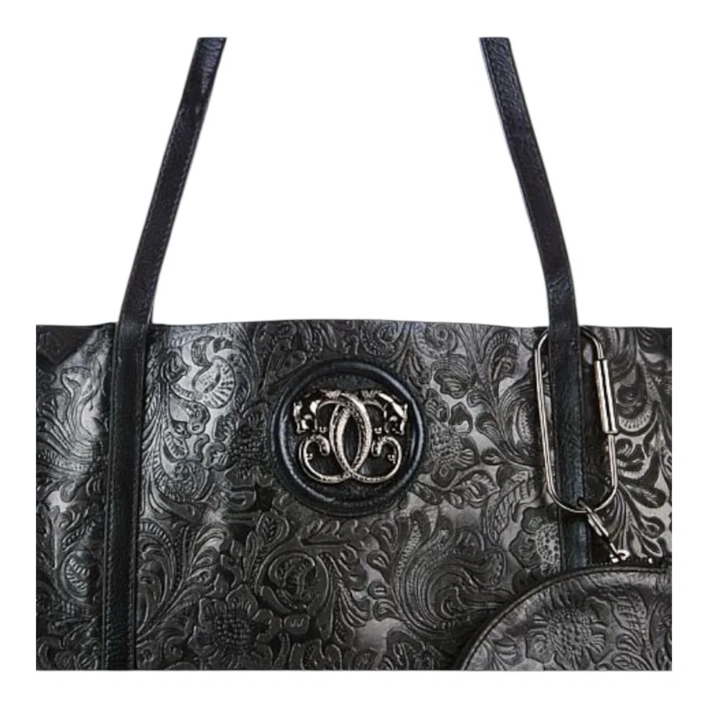 New! Sharif Leather Light Weight Embossed Tote Bag Set With Duster For Storage